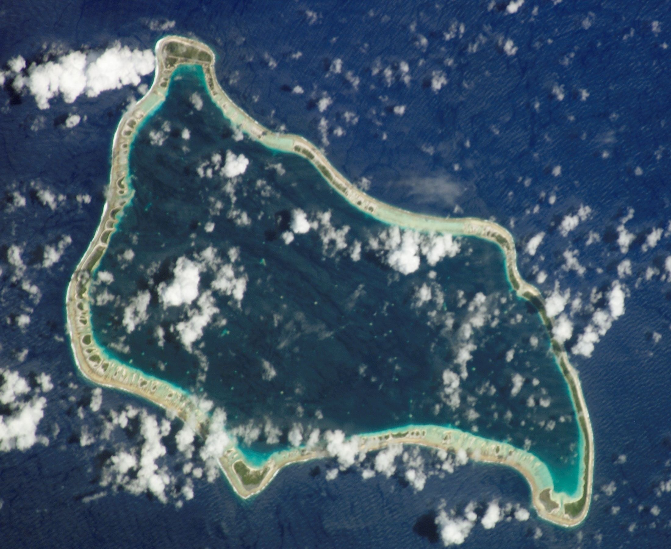 Aerial view of a Polynesian atoll